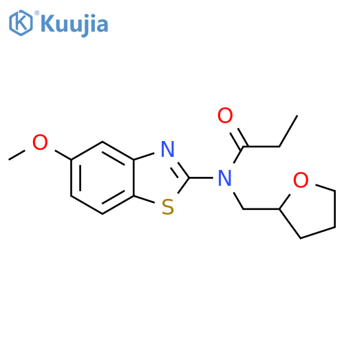 N-(5-methoxy-1,3-benzothiazol-2-yl)-N-(oxolan-2-yl)methylpropanamide structure