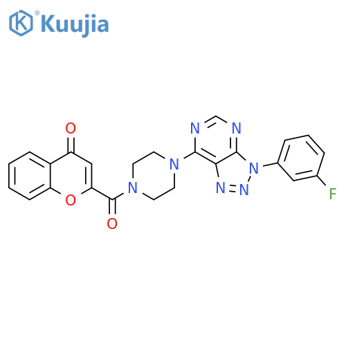 2-{4-3-(3-fluorophenyl)-3H-1,2,3triazolo4,5-dpyrimidin-7-ylpiperazine-1-carbonyl}-4H-chromen-4-one structure