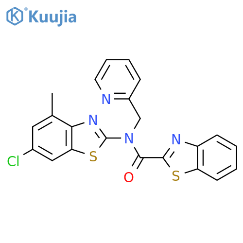 N-(6-chloro-4-methyl-1,3-benzothiazol-2-yl)-N-(pyridin-2-yl)methyl-1,3-benzothiazole-2-carboxamide structure