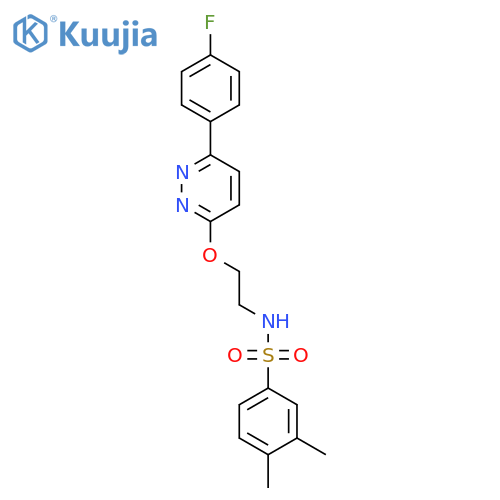 N-[2-[6-(4-fluorophenyl)pyridazin-3-yl]oxyethyl]-3,4-dimethylbenzenesulfonamide structure