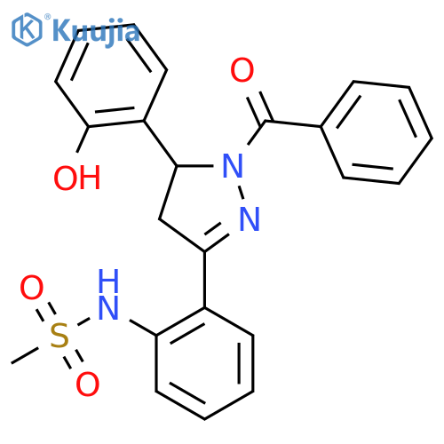 N-{2-1-benzoyl-5-(2-hydroxyphenyl)-4,5-dihydro-1H-pyrazol-3-ylphenyl}methanesulfonamide structure