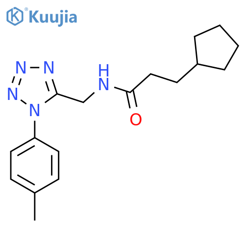 3-cyclopentyl-N-{1-(4-methylphenyl)-1H-1,2,3,4-tetrazol-5-ylmethyl}propanamide structure