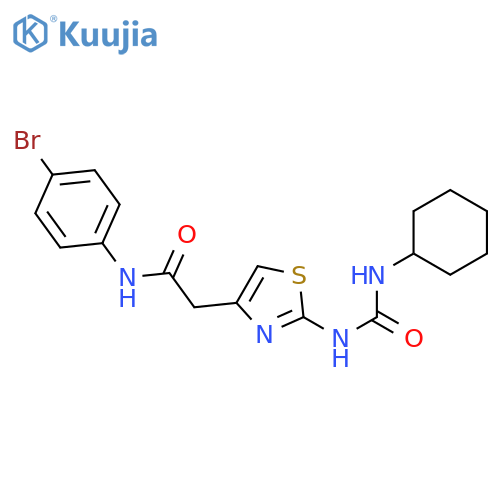 N-(4-bromophenyl)-2-{2-(cyclohexylcarbamoyl)amino-1,3-thiazol-4-yl}acetamide structure