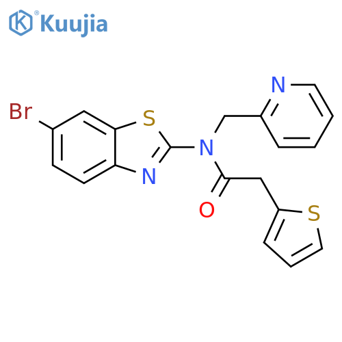 N-(6-bromo-1,3-benzothiazol-2-yl)-N-(pyridin-2-yl)methyl-2-(thiophen-2-yl)acetamide structure