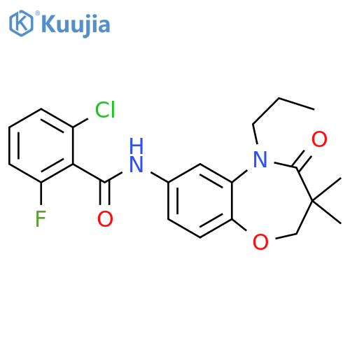 2-chloro-N-(3,3-dimethyl-4-oxo-5-propyl-2,3,4,5-tetrahydro-1,5-benzoxazepin-7-yl)-6-fluorobenzamide structure