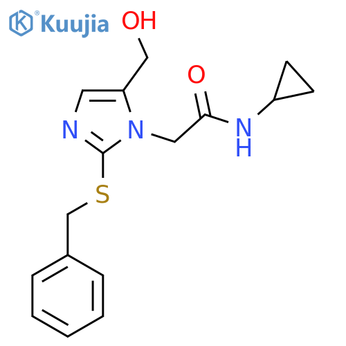 2-2-(benzylsulfanyl)-5-(hydroxymethyl)-1H-imidazol-1-yl-N-cyclopropylacetamide structure