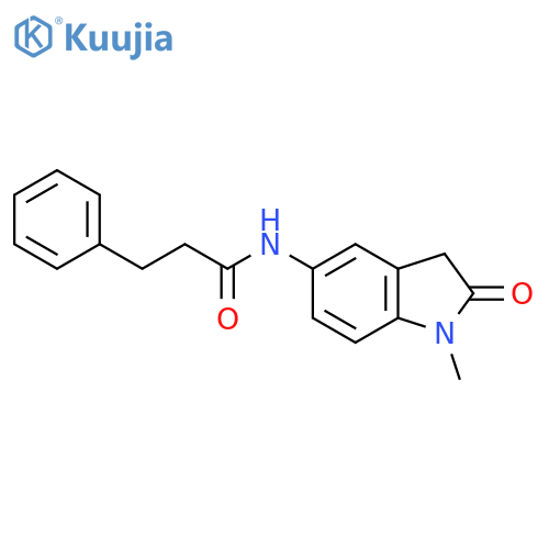 N-(1-methyl-2-oxo-2,3-dihydro-1H-indol-5-yl)-3-phenylpropanamide structure