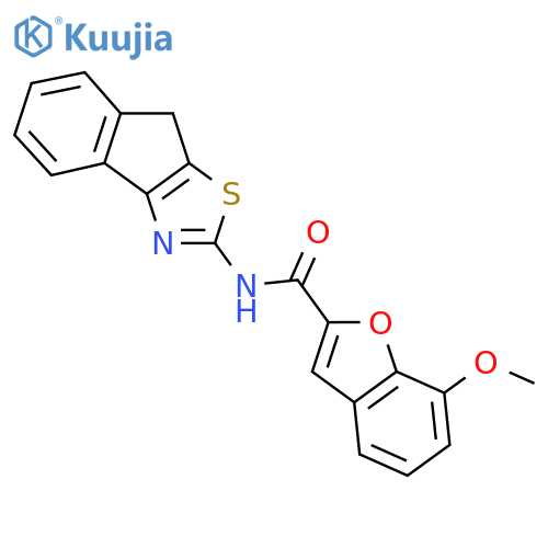 N-{8H-indeno1,2-d1,3thiazol-2-yl}-7-methoxy-1-benzofuran-2-carboxamide structure