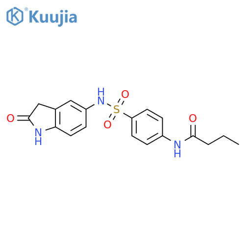 N-{4-(2-oxo-2,3-dihydro-1H-indol-5-yl)sulfamoylphenyl}butanamide structure