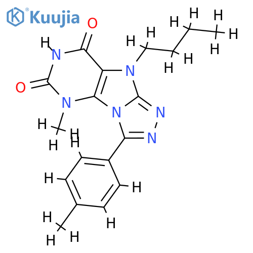 9-butyl-5-methyl-3-(4-methylphenyl)-5H,6H,7H,8H,9H-1,2,4triazolo3,4-hpurine-6,8-dione structure