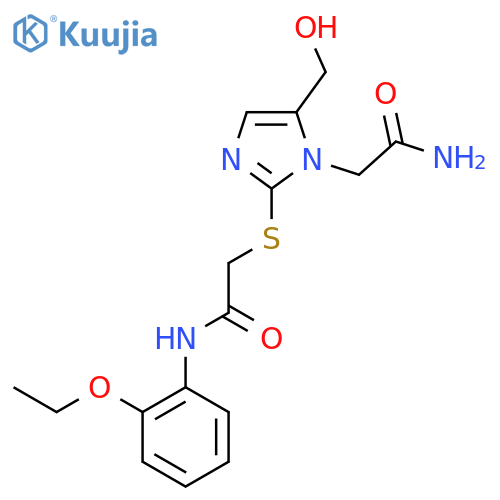 2-{1-(carbamoylmethyl)-5-(hydroxymethyl)-1H-imidazol-2-ylsulfanyl}-N-(2-ethoxyphenyl)acetamide structure