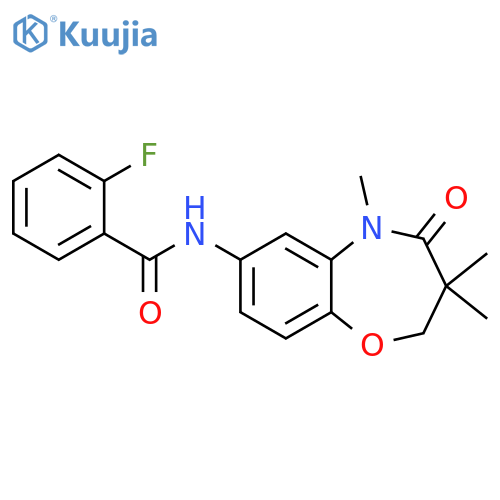 2-fluoro-N-(3,3,5-trimethyl-4-oxo-2,3,4,5-tetrahydro-1,5-benzoxazepin-7-yl)benzamide structure