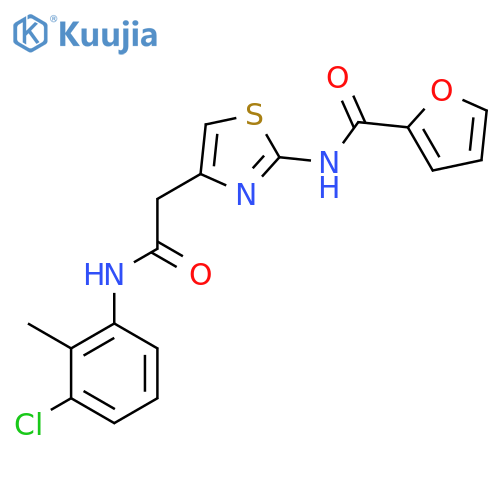 N-(4-{(3-chloro-2-methylphenyl)carbamoylmethyl}-1,3-thiazol-2-yl)furan-2-carboxamide structure