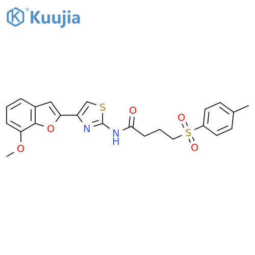 N-4-(7-methoxy-1-benzofuran-2-yl)-1,3-thiazol-2-yl-4-(4-methylbenzenesulfonyl)butanamide structure