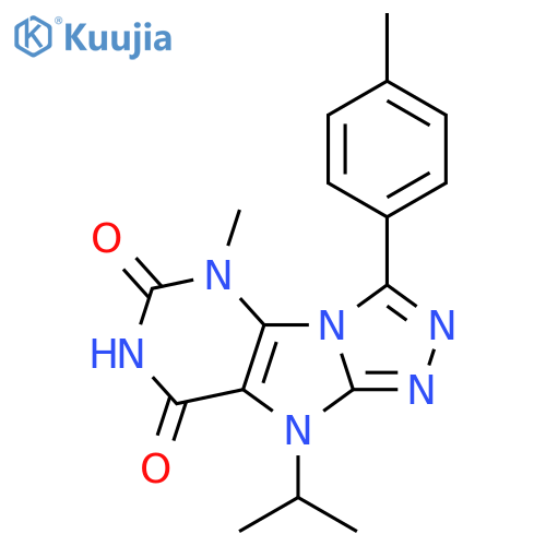 5-methyl-3-(4-methylphenyl)-9-(propan-2-yl)-5H,6H,7H,8H,9H-1,2,4triazolo3,4-hpurine-6,8-dione structure