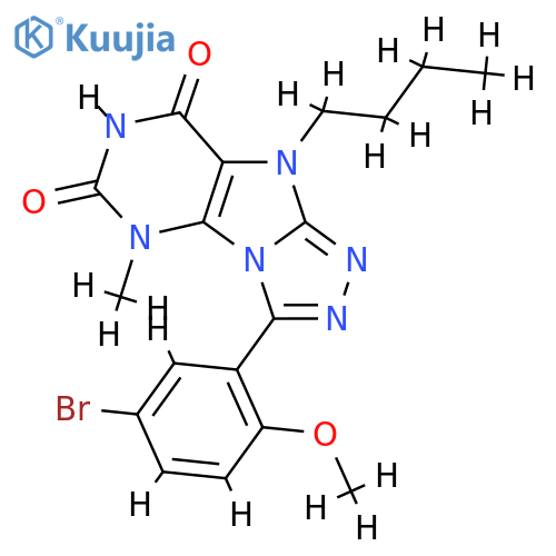 3-(5-bromo-2-methoxyphenyl)-9-butyl-5-methyl-5H,6H,7H,8H,9H-1,2,4triazolo3,4-hpurine-6,8-dione structure