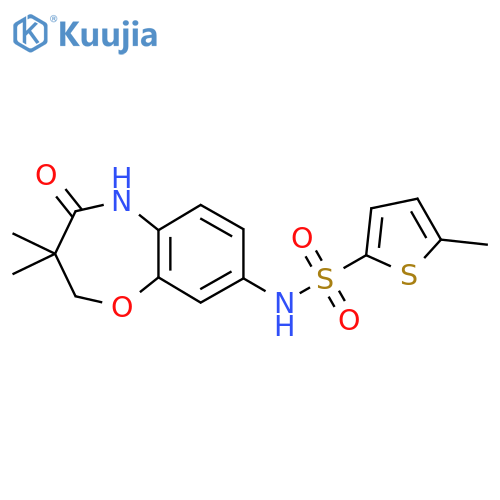 N-(3,3-dimethyl-4-oxo-2,3,4,5-tetrahydro-1,5-benzoxazepin-8-yl)-5-methylthiophene-2-sulfonamide structure