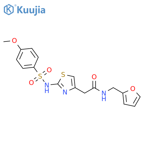 N-(furan-2-yl)methyl-2-2-(4-methoxybenzenesulfonamido)-1,3-thiazol-4-ylacetamide structure