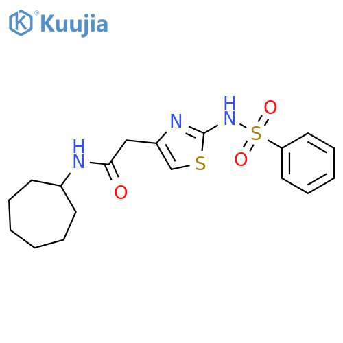 2-(2-benzenesulfonamido-1,3-thiazol-4-yl)-N-cycloheptylacetamide structure