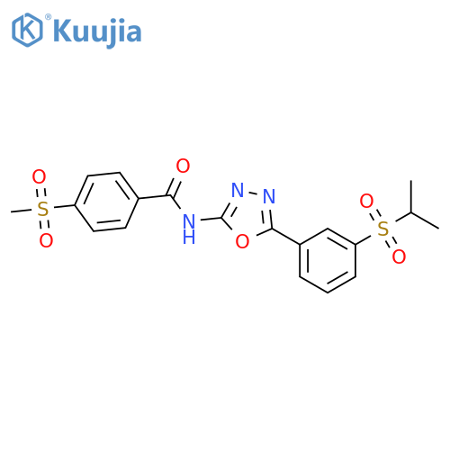 4-methanesulfonyl-N-{5-3-(propane-2-sulfonyl)phenyl-1,3,4-oxadiazol-2-yl}benzamide structure