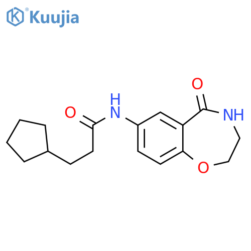 3-cyclopentyl-N-(5-oxo-2,3,4,5-tetrahydro-1,4-benzoxazepin-7-yl)propanamide structure