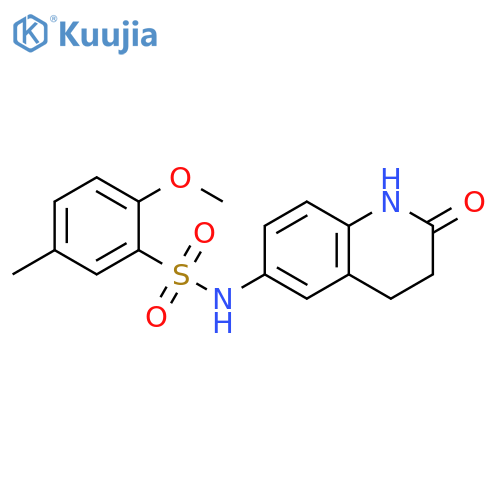 2-methoxy-5-methyl-N-(2-oxo-1,2,3,4-tetrahydroquinolin-6-yl)benzene-1-sulfonamide structure