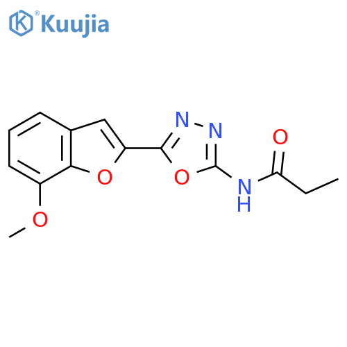 N-5-(7-methoxy-1-benzofuran-2-yl)-1,3,4-oxadiazol-2-ylpropanamide structure