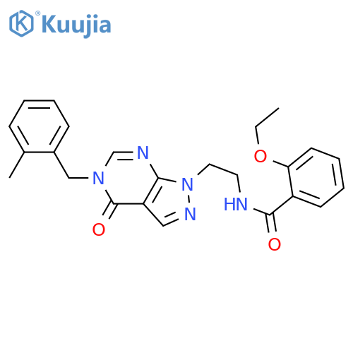 2-ethoxy-N-(2-{5-(2-methylphenyl)methyl-4-oxo-1H,4H,5H-pyrazolo3,4-dpyrimidin-1-yl}ethyl)benzamide structure