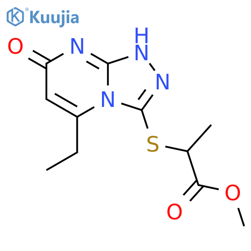 methyl 2-({5-ethyl-7-oxo-7H,8H-1,2,4triazolo4,3-apyrimidin-3-yl}sulfanyl)propanoate structure