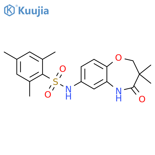 N-(3,3-dimethyl-4-oxo-2,3,4,5-tetrahydro-1,5-benzoxazepin-7-yl)-2,4,6-trimethylbenzene-1-sulfonamide structure