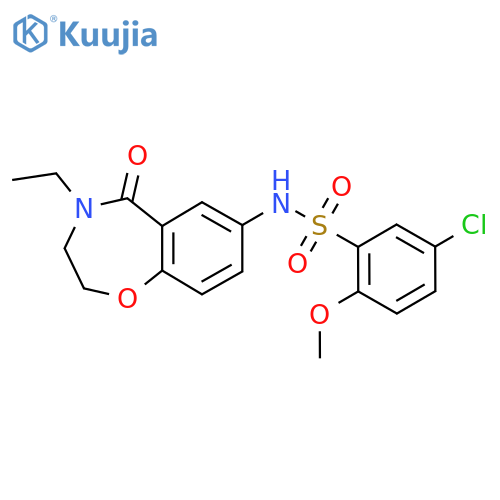 5-chloro-N-(4-ethyl-5-oxo-2,3,4,5-tetrahydro-1,4-benzoxazepin-7-yl)-2-methoxybenzene-1-sulfonamide structure