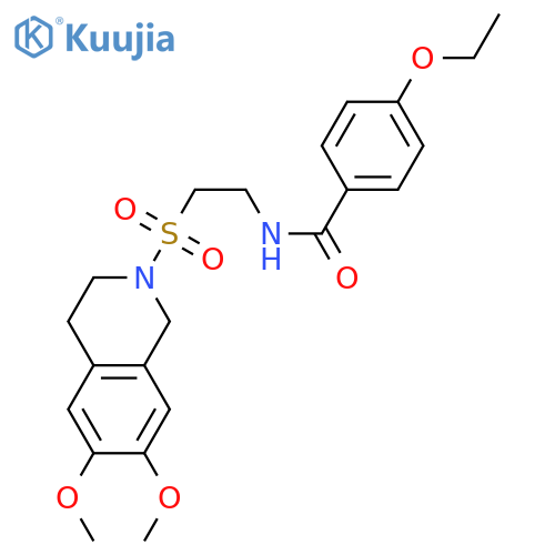 N-{2-(6,7-dimethoxy-1,2,3,4-tetrahydroisoquinolin-2-yl)sulfonylethyl}-4-ethoxybenzamide structure
