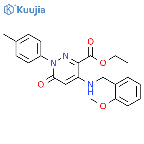 ethyl 4-{(2-methoxyphenyl)methylamino}-1-(4-methylphenyl)-6-oxo-1,6-dihydropyridazine-3-carboxylate structure