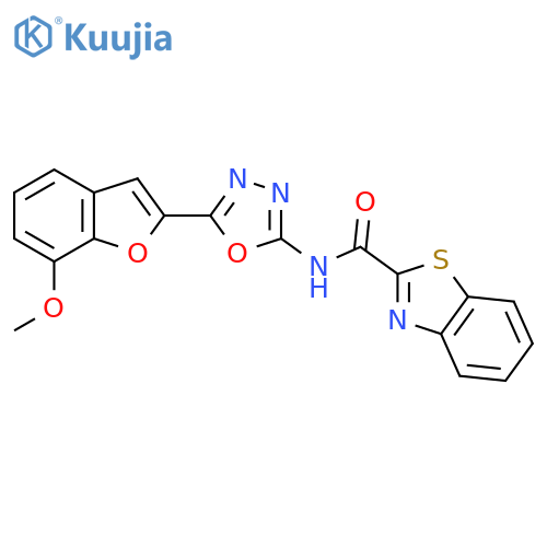 N-(5-(7-Methoxybenzofuran-2-yl)-1,3,4-oxadiazol-2-yl)benzo[d]thiazole-2-carboxamide structure
