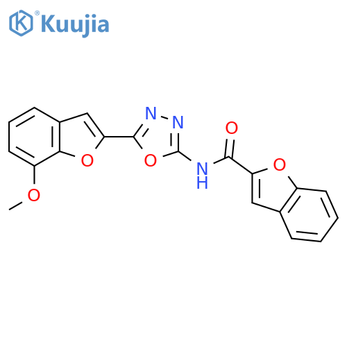 N-5-(7-methoxy-1-benzofuran-2-yl)-1,3,4-oxadiazol-2-yl-1-benzofuran-2-carboxamide structure