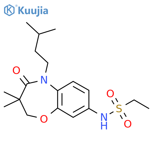 N-3,3-dimethyl-5-(3-methylbutyl)-4-oxo-2,3,4,5-tetrahydro-1,5-benzoxazepin-8-ylethane-1-sulfonamide structure