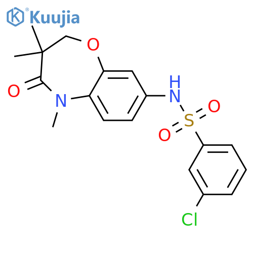 3-chloro-N-(3,3,5-trimethyl-4-oxo-2,3,4,5-tetrahydro-1,5-benzoxazepin-8-yl)benzene-1-sulfonamide structure