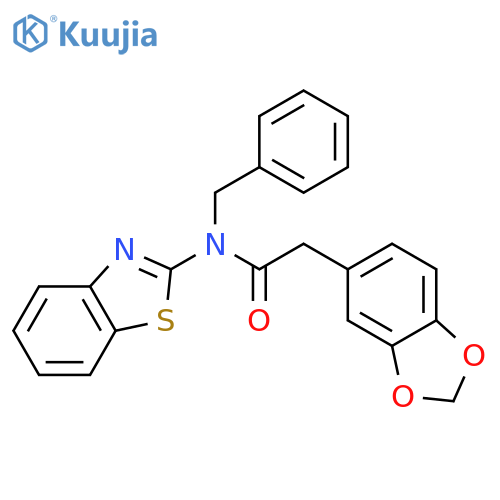 2-(2H-1,3-benzodioxol-5-yl)-N-(1,3-benzothiazol-2-yl)-N-benzylacetamide structure