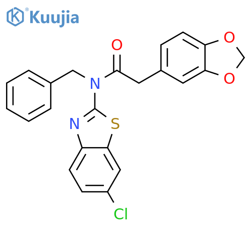 2-(2H-1,3-benzodioxol-5-yl)-N-benzyl-N-(6-chloro-1,3-benzothiazol-2-yl)acetamide structure