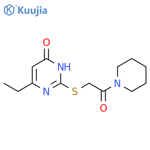 6-ethyl-2-{2-oxo-2-(piperidin-1-yl)ethylsulfanyl}-3,4-dihydropyrimidin-4-one structure
