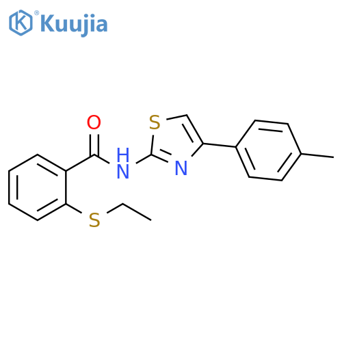 2-(ethylsulfanyl)-N-4-(4-methylphenyl)-1,3-thiazol-2-ylbenzamide structure
