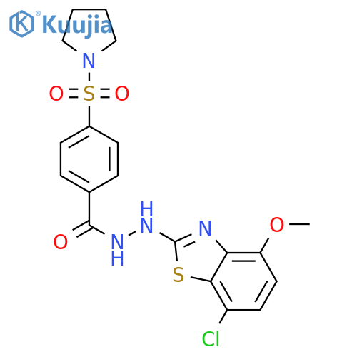 N'-(7-chloro-4-methoxy-1,3-benzothiazol-2-yl)-4-(pyrrolidine-1-sulfonyl)benzohydrazide structure