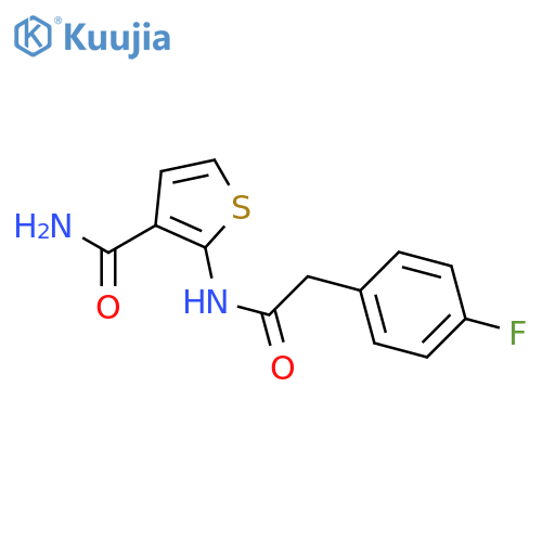 2-2-(4-fluorophenyl)acetamidothiophene-3-carboxamide structure