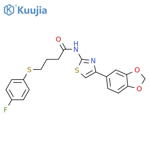 N-4-(2H-1,3-benzodioxol-5-yl)-1,3-thiazol-2-yl-4-(4-fluorophenyl)sulfanylbutanamide structure