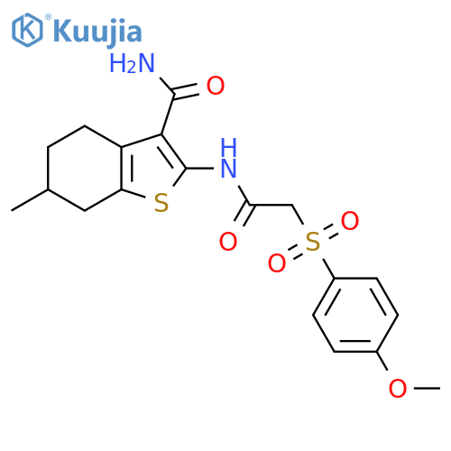 2-2-(4-methoxybenzenesulfonyl)acetamido-6-methyl-4,5,6,7-tetrahydro-1-benzothiophene-3-carboxamide structure