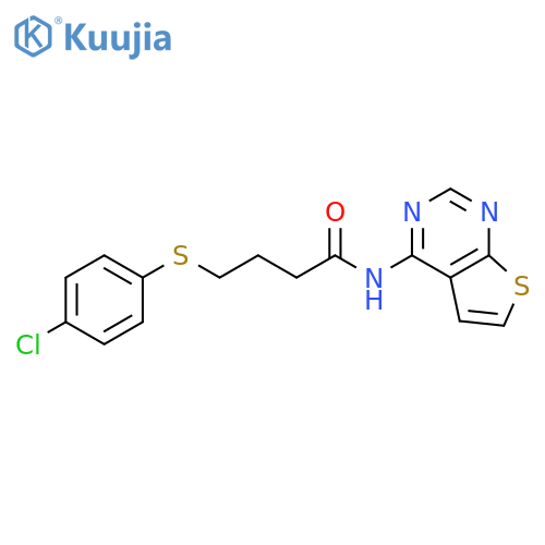 4-(4-chlorophenyl)sulfanyl-N-{thieno2,3-dpyrimidin-4-yl}butanamide structure