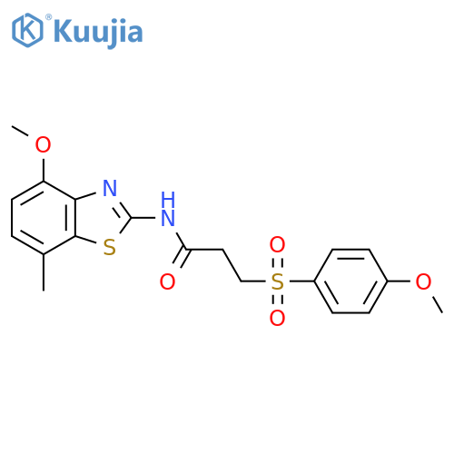 N-(4-methoxy-7-methyl-1,3-benzothiazol-2-yl)-3-(4-methoxybenzenesulfonyl)propanamide structure