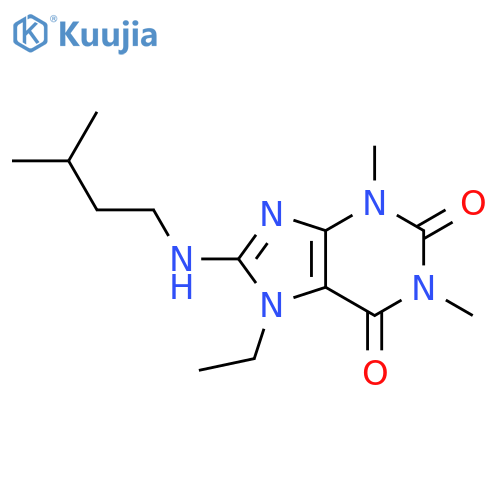 7-ethyl-1,3-dimethyl-8-(3-methylbutyl)amino-2,3,6,7-tetrahydro-1H-purine-2,6-dione structure