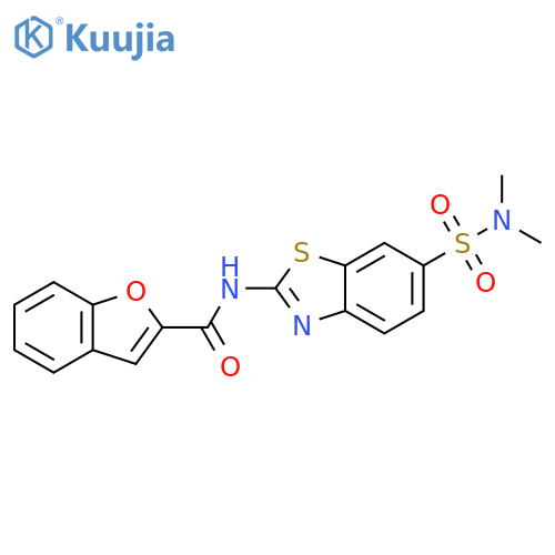 N-6-(dimethylsulfamoyl)-1,3-benzothiazol-2-yl-1-benzofuran-2-carboxamide structure