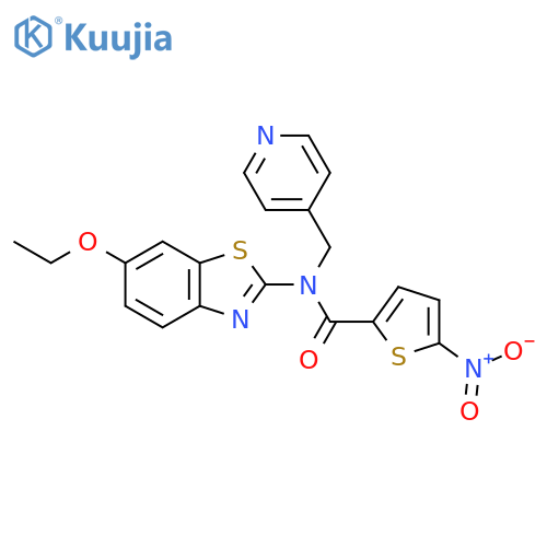 N-(6-ethoxy-1,3-benzothiazol-2-yl)-5-nitro-N-(pyridin-4-yl)methylthiophene-2-carboxamide structure
